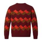 Drumohr Men's 100% Super Wool Chevron Knit Crewneck Sweater - Burgundy / Red (Size 52)