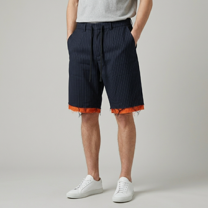 Five Four x Nick Wooster Pinstripe Raw-Hem Shorts