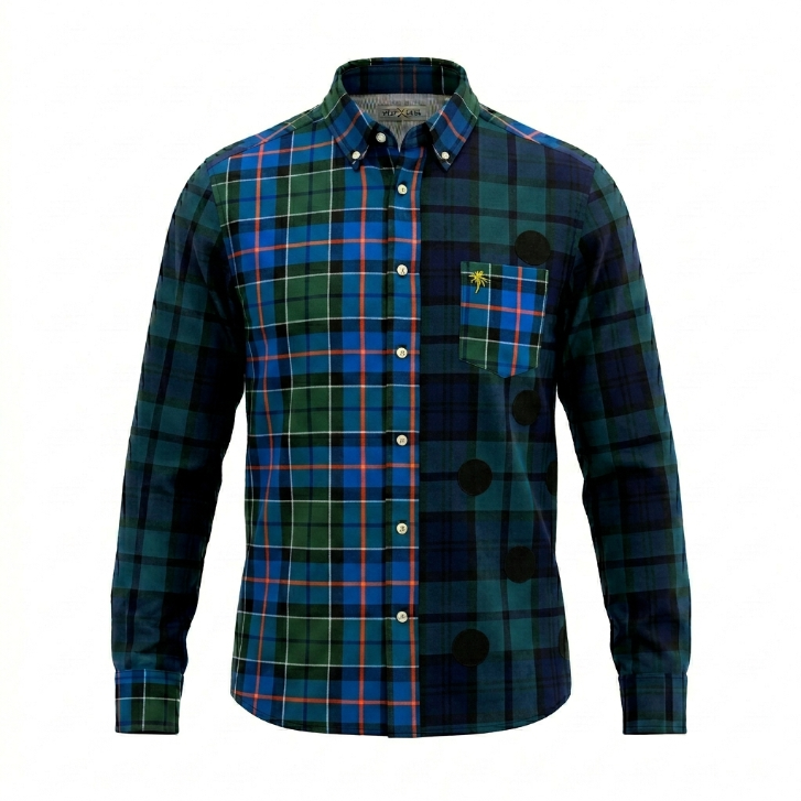 Five Four x Mark McNairy Blackwatch Plaid Orange Stripe Shirt