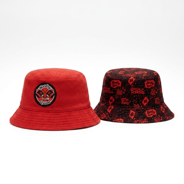 Harley Quinn Terry Cloth Reversible Bucket Hat