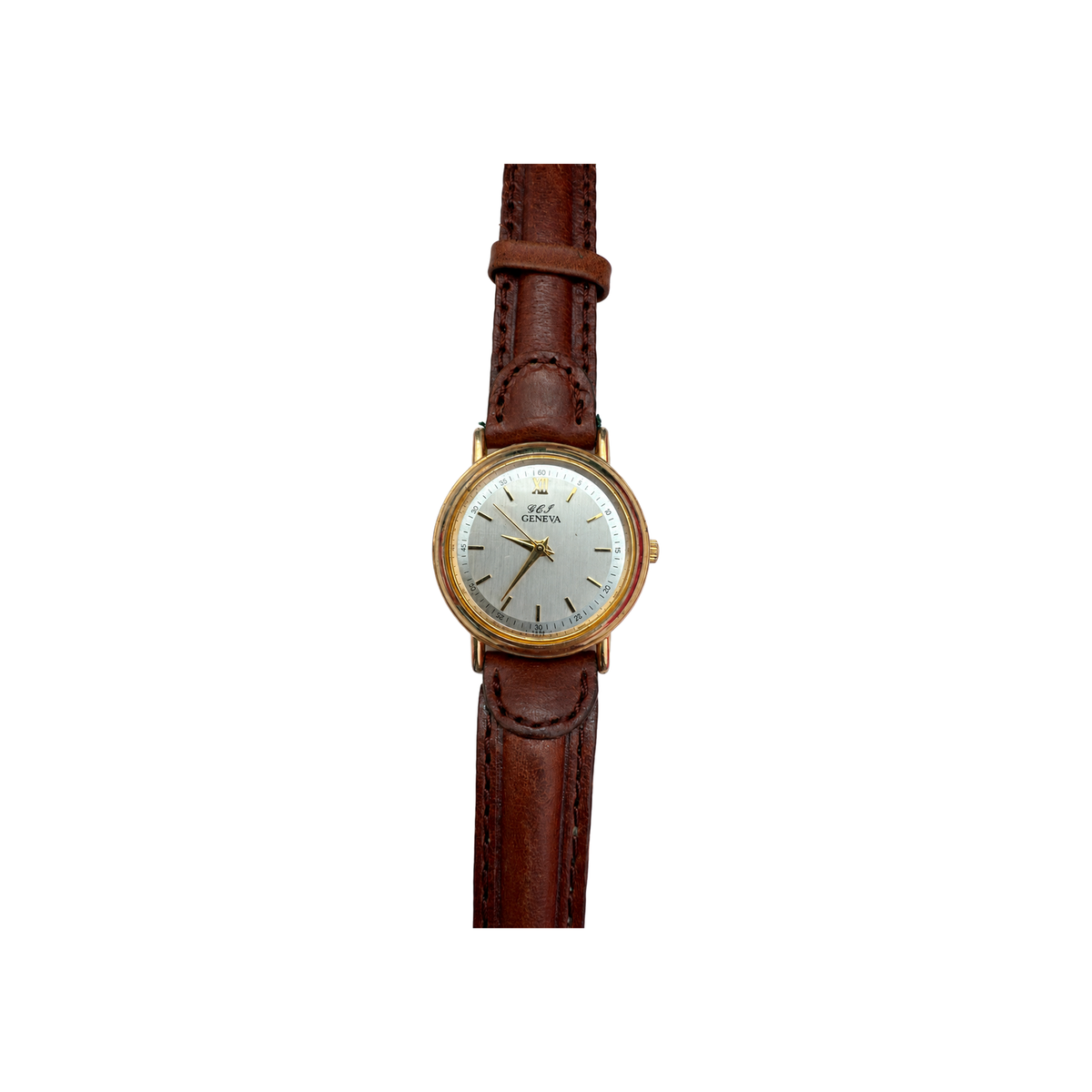 Vintage Geneva Silver Dial Gold-Tone Quartz Watch - Requires a Battery