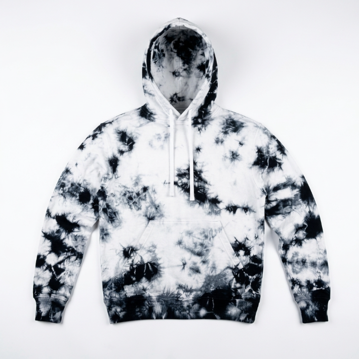 Xcarla Tie-Dye Pullover Hoodie - Black & White