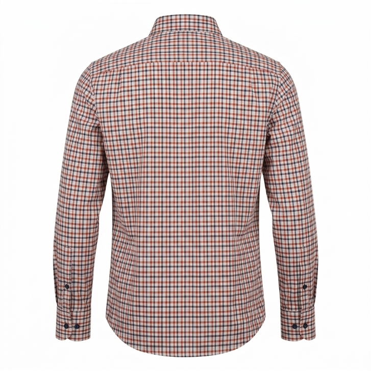 Five Four Orange & Navy Check Button-Down Long Sleeve Shirt - Orange / Navy / Size Large