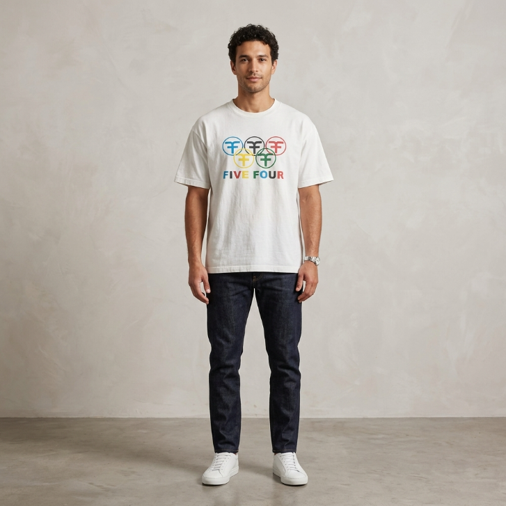 Five Four Olympic Rings Logo Graphic T-Shirt White