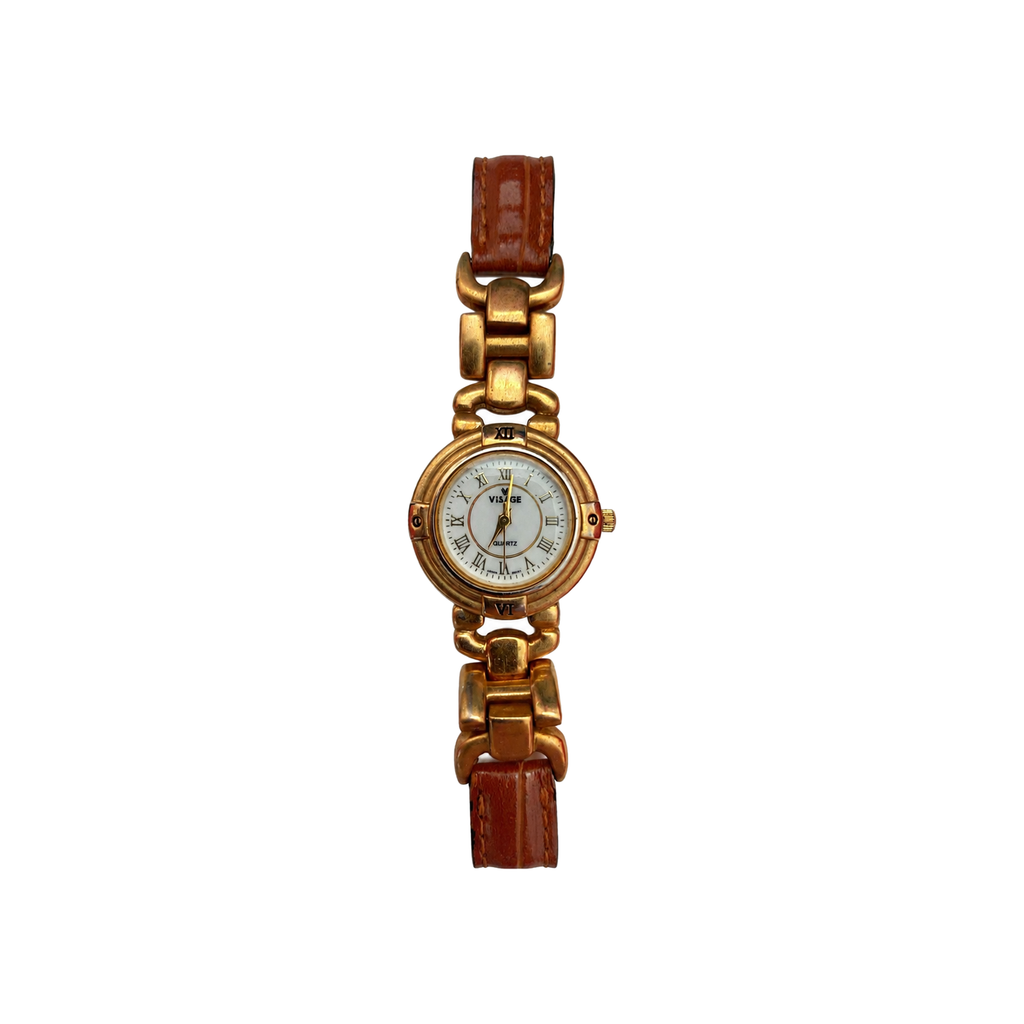 Vintage Visage Roman Dial Gold-Tone Quartz Watch - Requires a Battery