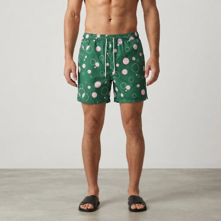 Title Five Four x Mark McNairy Dot Print Swim Trunks Green
