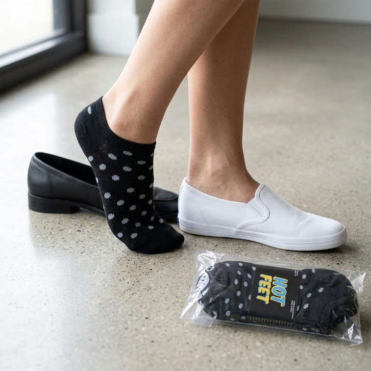 HOT FEET 8 Pack No Show Socks for Women, Thin Low Cut Ankle Socks - Size 4-10 (Black/White)