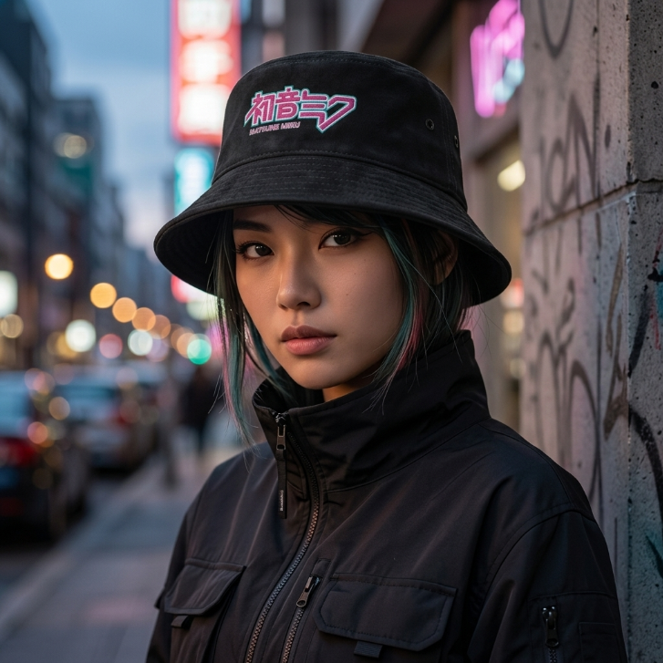 Hatsune Miku Pigment Dyed Bucket Hat