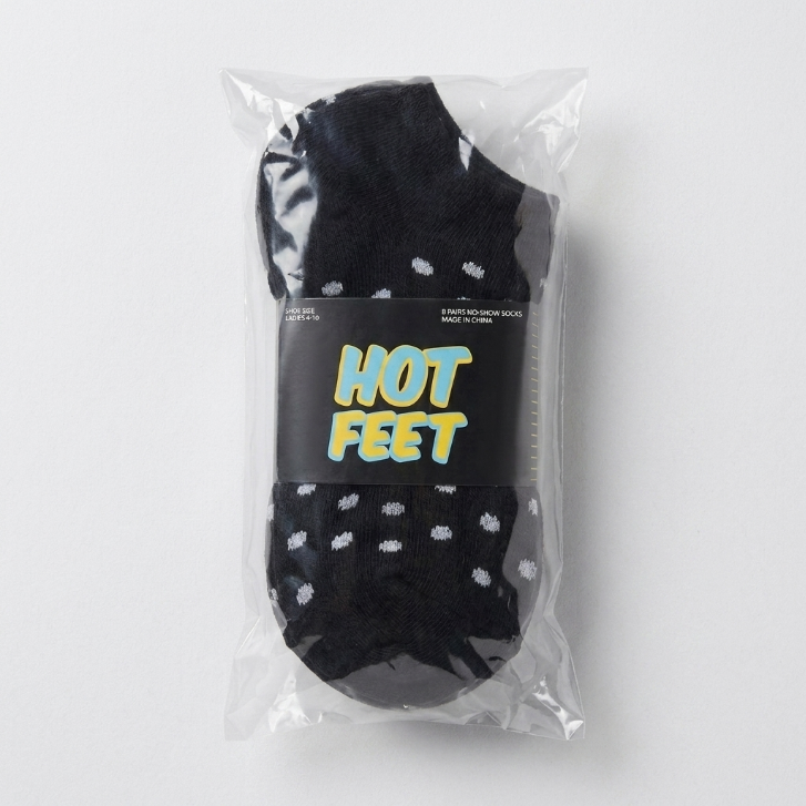 HOT FEET 8 Pack No Show Socks for Women, Thin Low Cut Ankle Socks - Size 4-10 (Black/White)