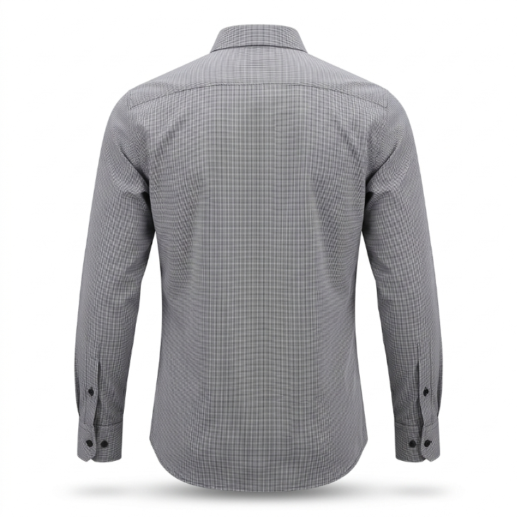 Five Four Micro Grid Check Long Sleeve Shirt - Black / White / Size Large