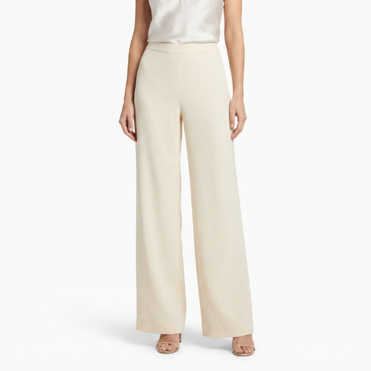 Lafayette 148 New York Cream Silk Blend Wide Leg Pants Size 4