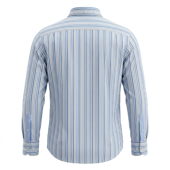 Five Four Vertical Striped Long Sleeve Button Down Shirt - Blue / Large