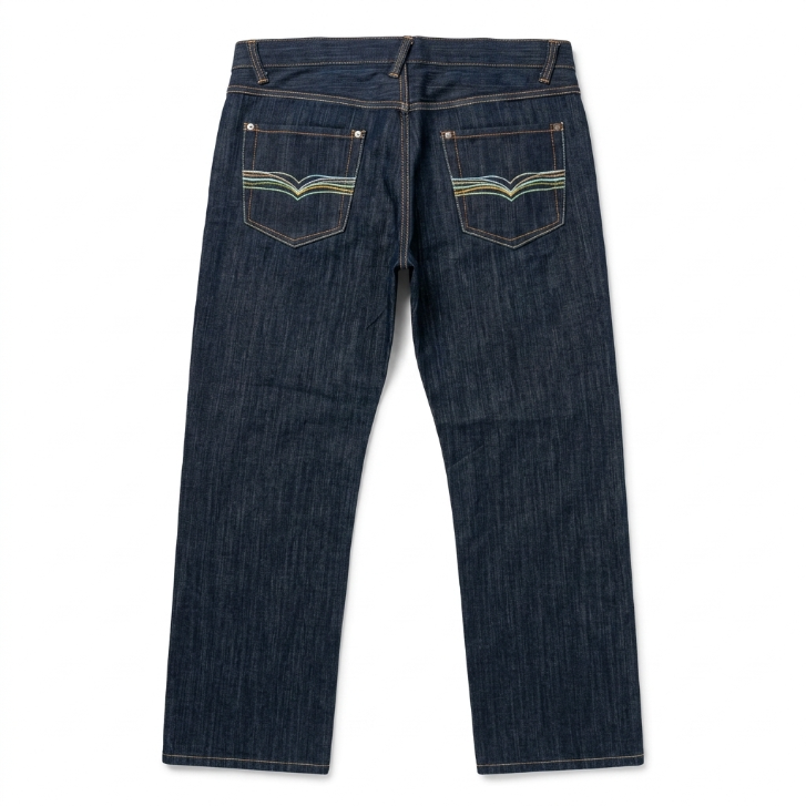 Five Four Dark Wash Contrast Stitch Straight Leg Jeans