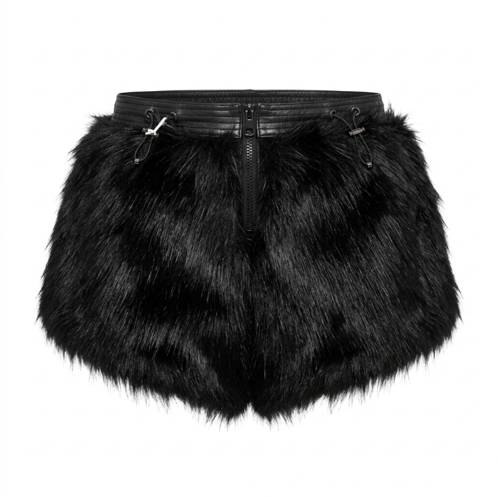 Genuine Fur Wrap Skirt in Black