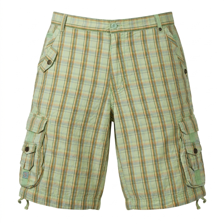 Five Four Rack & Compass Abalone Green Plaid Shorts