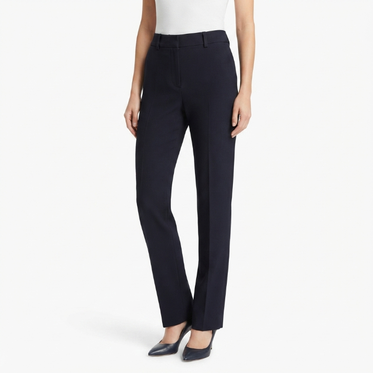 Vince Navy Blue Pull-On Front Crease Trousers Size S