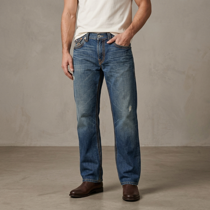 Five Four Jeans Dark Wash Distressed Straight Leg
