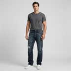 Five Four Distressed Faded Medium Wash Straight Leg Jeans