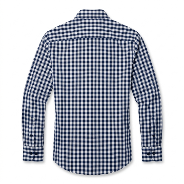 Five Four Navy & White Gingham Check Long Sleeve Shirt - Navy / White / Size Large