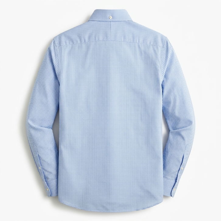 Five Four Micro Check Pattern Long Sleeve Woven Button Down Shirt - Light Blue / Size Large
