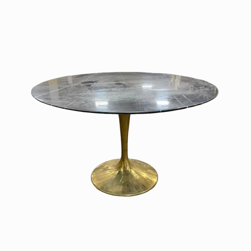 Organic Modernism 48“ Round Marble Dining Table w/ Brass Base - Showroom Floor Sample New (Copy)