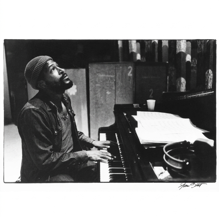Marvin Gaye at "Let's Get It On" Session (1973) — Jim Britt — Framed Print