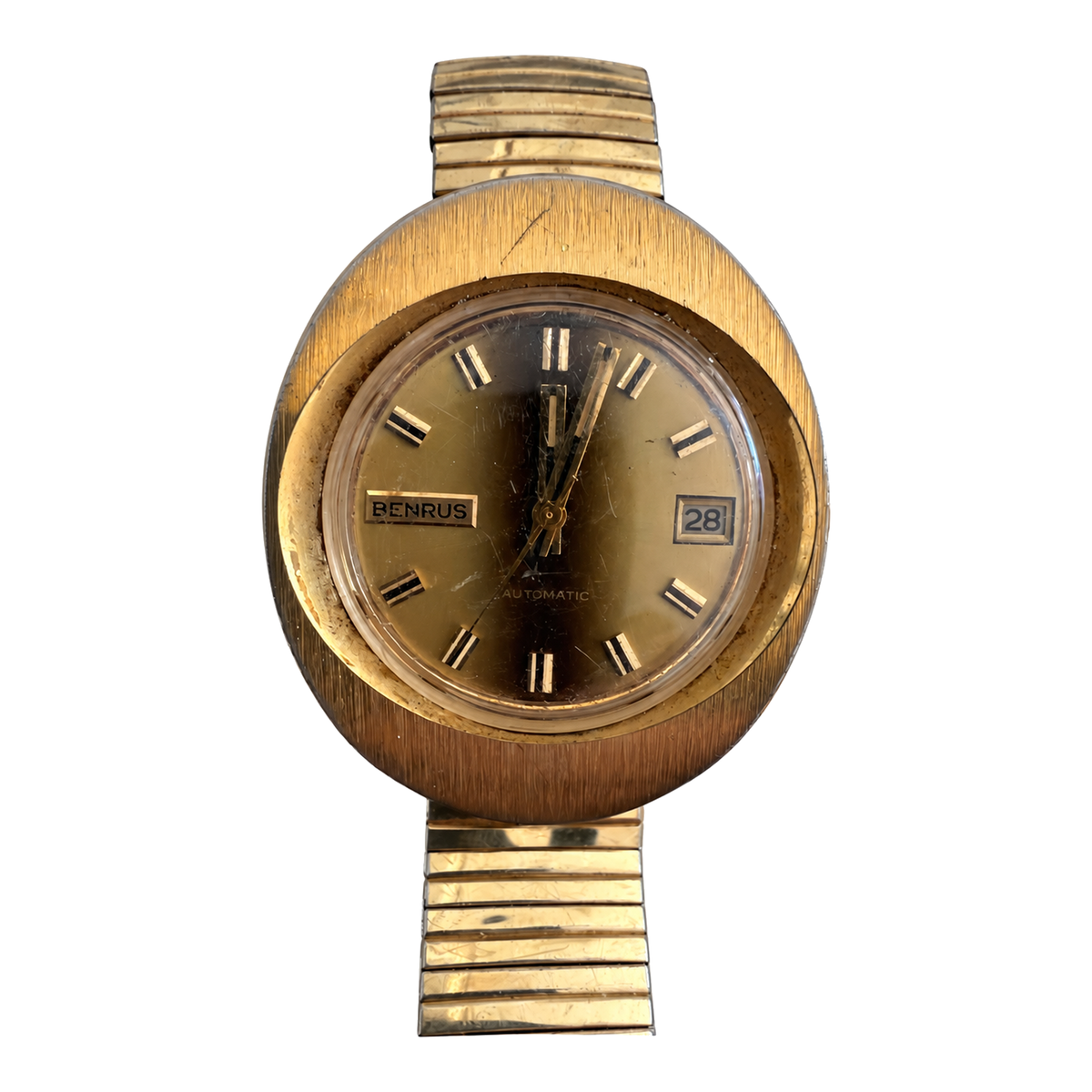 Vintage Benrus Automatic Gold-Tone Date Watch - No Battery Required