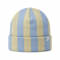 SkateMoss Striped Knit Beanie – Blue & Pale Yellow