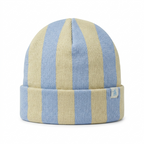 SkateMoss Striped Knit Beanie – Blue & Pale Yellow