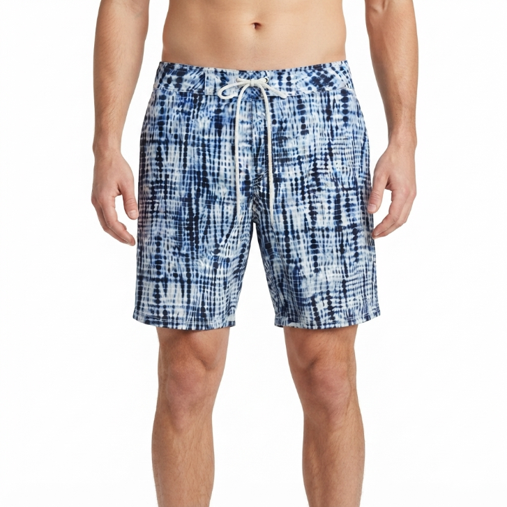 8 By YOOX Blue & White Tie-Dye Drawstring Swim Shorts Size M
