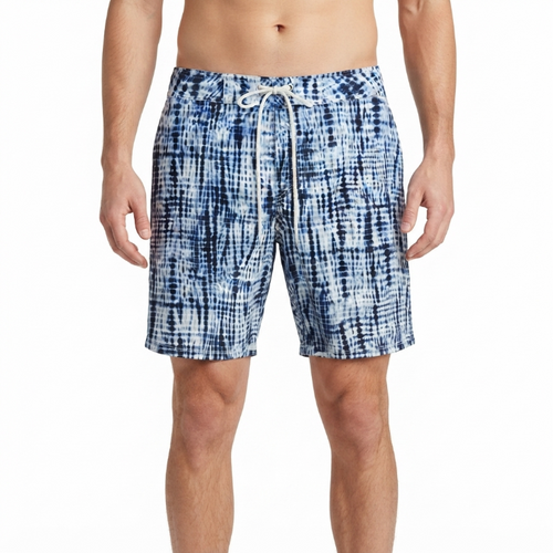 8 By YOOX Blue & White Tie-Dye Drawstring Swim Shorts Size M