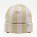 SkateMoss Striped Knit Beanie – Pink & Sage