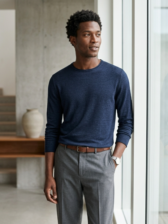 COS Navy Lightweight Long Sleeve To
