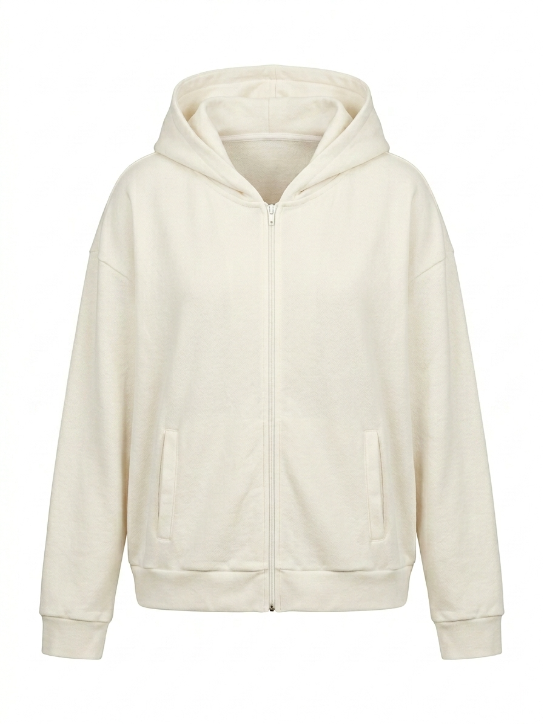 White Full-Zip Hoodie