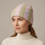 SkateMoss Striped Knit Beanie – Pink & Sage