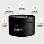 Secluded Cabin Candle 10.6 oz – Bergamot, Cedarwood & Smoked Amber - Hidden Candles