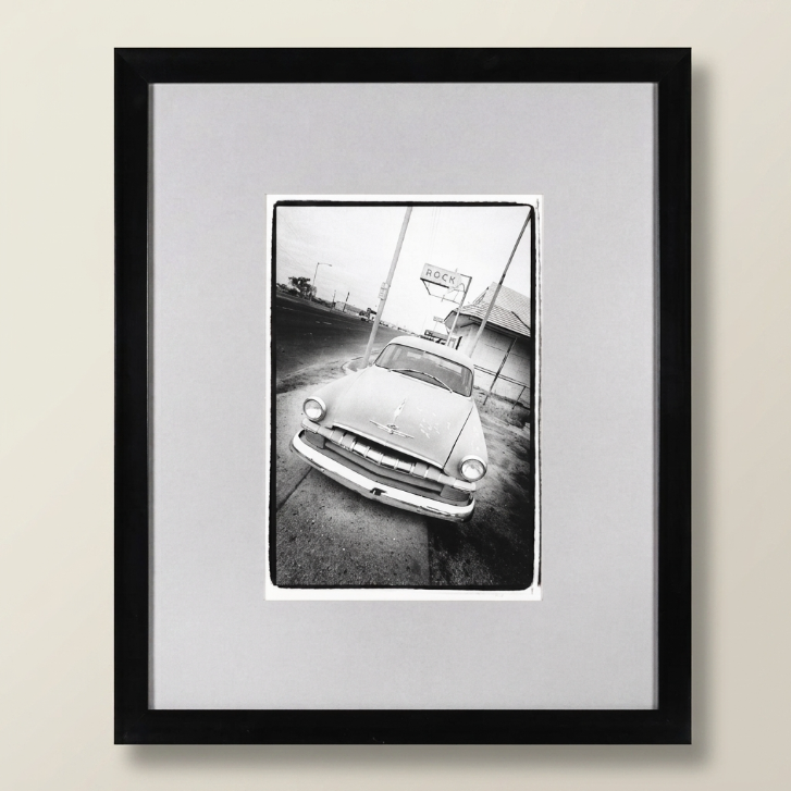 Vintage Car outside of Bar — Michael Farr (attributed) — Framed Print