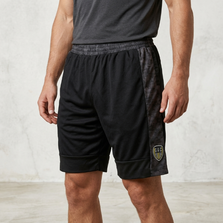 Athletic Shorts in Black with Camo Panels