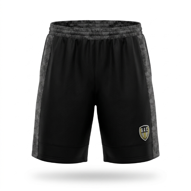Athletic Shorts in Black with Camo Panels