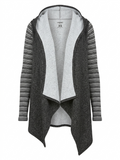 Morita Draped Grey Fleece Hooded Cardigan