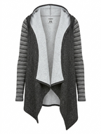 Morita Draped Grey Fleece Hooded Cardigan