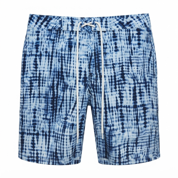 8 By YOOX Blue & White Tie-Dye Drawstring Swim Shorts Size M
