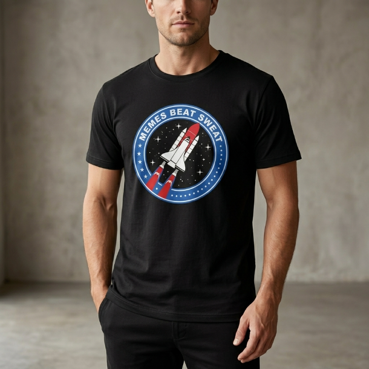 Lazar Beam "Memes Beat Sweat" Space Shuttle Graphic T-Shirt Black