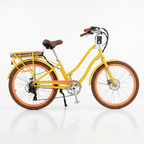 sixthreezero EVRYjourney Electric Step-Through Bike - Yellow with Orange Rims