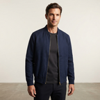 Five Four Navy Blue Zip-Up Bomber Jacket