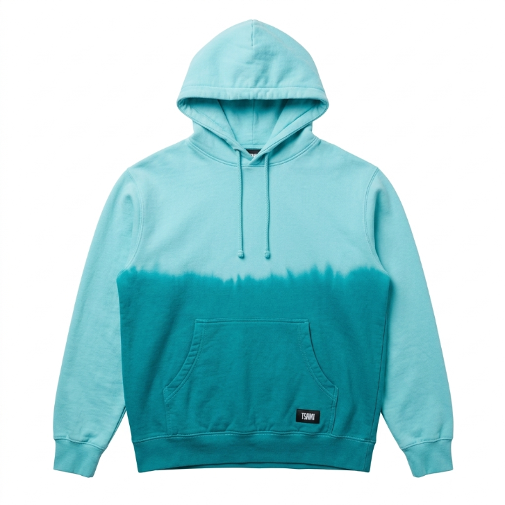 Tie Dye Ombre Pullover Hoodie in Teal