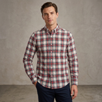 Five Four Red Navy & White Plaid Long Sleeve Shirt - Red / Navy / White / Size Medium