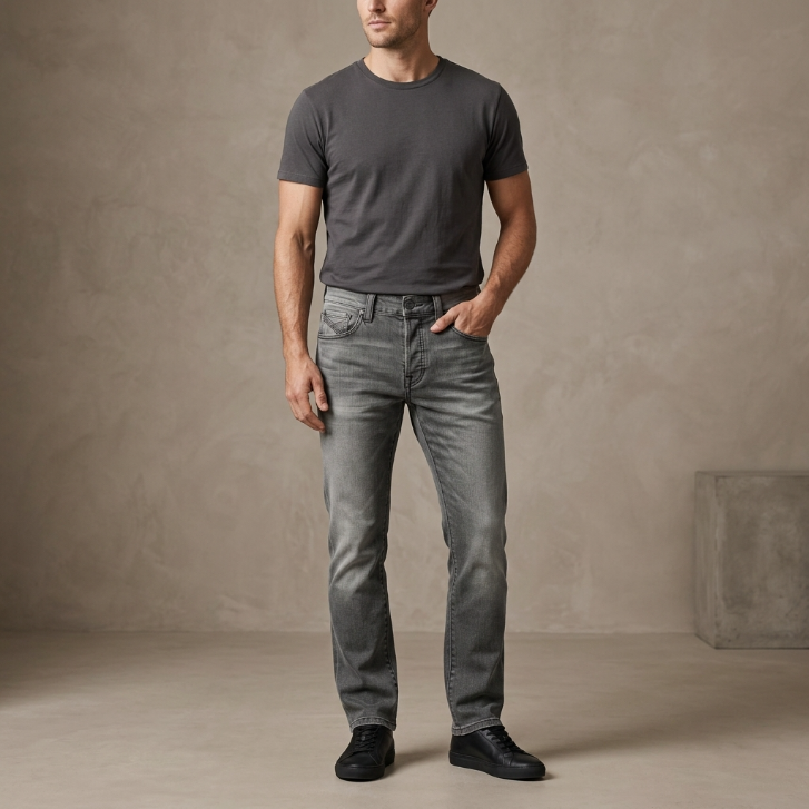 Five Four Marco Faded Grey Slim Fit Denim Jeans
