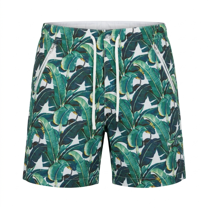 Five Four Banana Leaf Tropical Print Shorts