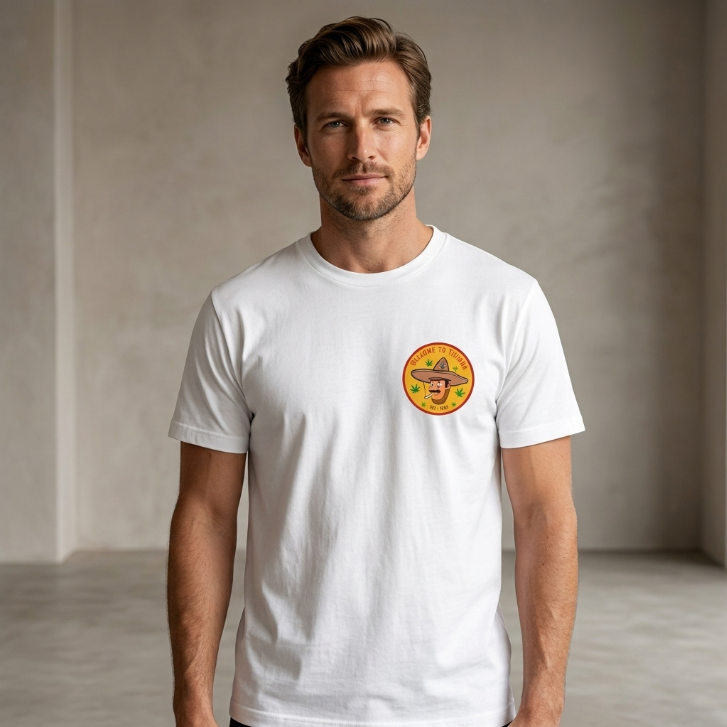 El Merch "Welcome to Tijuana" Sombrero Graphic T-Shirt White